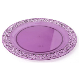 Talerz Plastikowe Okrągłe "Koronka" Bakłażan 23cm (88 Sztuk)