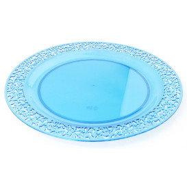 Talerz Plastikowe Okrągłe "Koronka" Turkusowe 19cm (88 Sztuk)