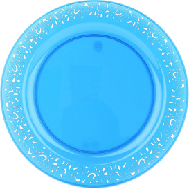 Talerz Plastikowe Okrągłe "Koronka" Turkusowe 19cm (88 Sztuk)
