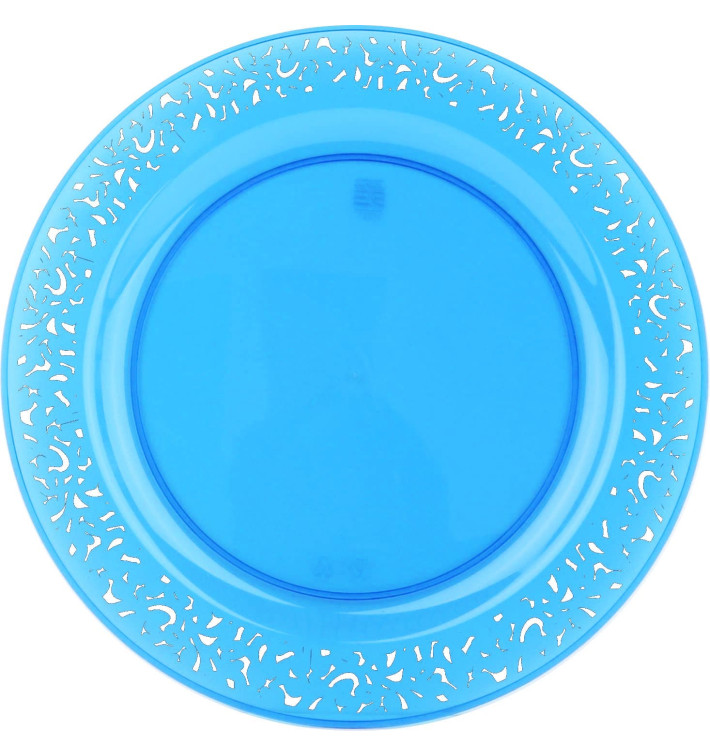 Talerz Plastikowe Okrągłe "Koronka" Turkusowe 19cm (88 Sztuk) Talerz Plastikowe Okrągłe "Koronka" Turkusowe 19cm (88 Sztuk)