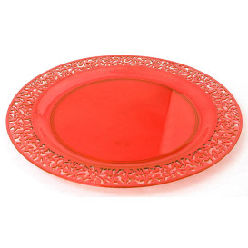 Talerz Plastikowe Okrągłe "Koronka" Orange 19cm (4 Sztuk)
