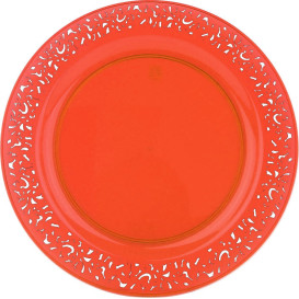 Talerz Plastikowe Okrągłe "Koronka" Orange 19cm (4 Sztuk)