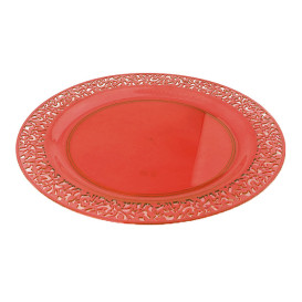 Talerz Plastikowe Okrągłe "Koronka" Orange 23cm (4 Sztuk)
