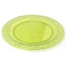 Talerz Plastikowe Okrągłe "Koronka" Zielone 23cm (4 Sztuk)