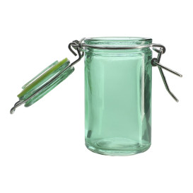 Glass Jar Snackholder Airtight Green 70ml Ø4,5x8cm (8 Units) 