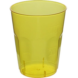 Kubki Plastikowe Kieliszki do Shotów "Diament" PS Szkło Żółty 50ml (600 Sztuk)
