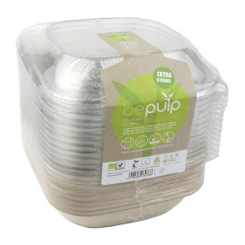 Pojemniki Trzciny Cukrowej z Pokrywką 750ml 190x190x80mm (15 Sztuk)