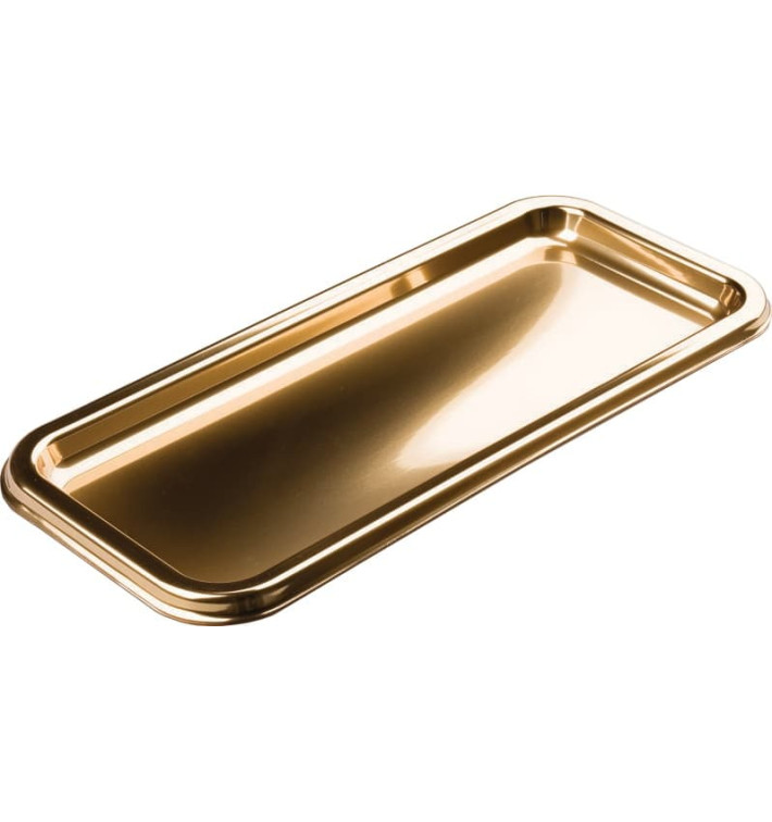 Tacki Plastikowe Prostokątny Złote 35x16cm (50 Sztuk) Tacki Plastikowe Prostokątny Złote 35x16cm (50 Sztuk)