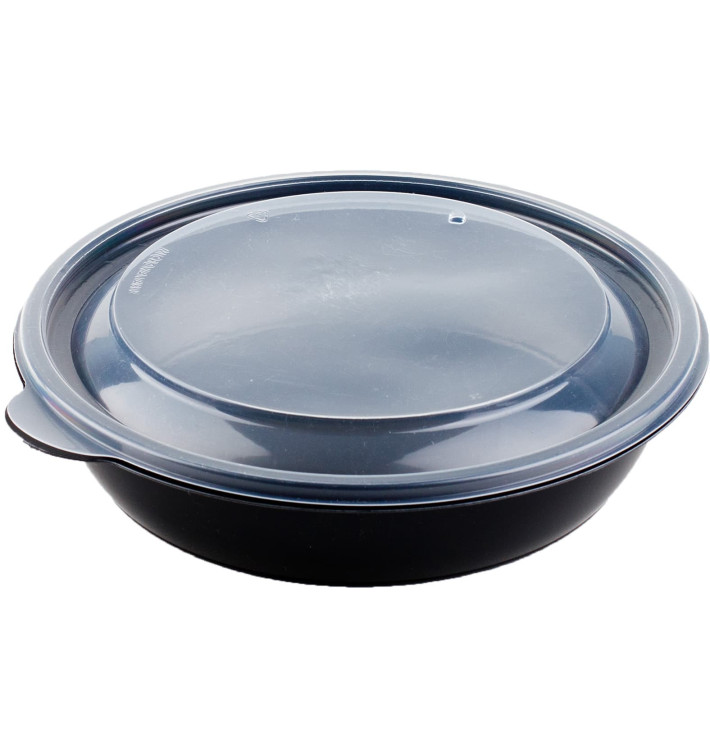 Miski Plastikowe Czarni PP z Pokrywką 750ml Ø19x4cm (15 Sztuk) Miski Plastikowe Czarni PP z Pokrywką 750ml Ø19x4cm (15 Sztuk)