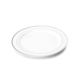 Talerz Plastikowe Bardzo Sztywnyz Złoty Rantem 26cm (6 Sztuk)