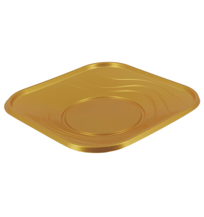 Talerz Plastikowe PP "X-Table" Kwadratowi Złote 230mm (8 Sztuk) Talerz Plastikowe PP "X-Table" Kwadratowi Złote 230mm (8 Sztuk)