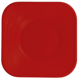 Talerz Plastikowe PP "X-Table" Kwadratowi Czerwerne 180mm (8 Sztuk)