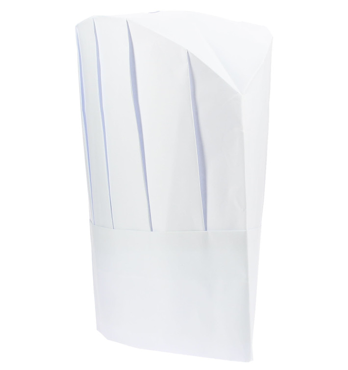 Disposable Paper Chef Hat Pinstripe White (10 Units)