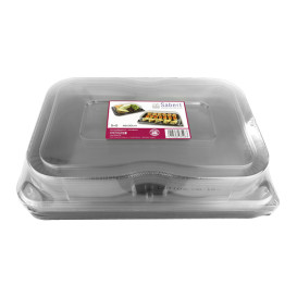 Tacki Plastikowe Czarni z Pokrywką PET 46x30cm (15 Sztuk)