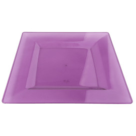 Talerz Plastikowe Kwadratowi Bardzo Sztywny Bakłażan 20x20cm (4 Sztuk)