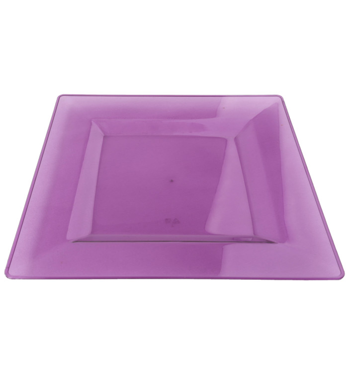 Talerz Plastikowe Kwadratowi Bardzo Sztywny Bakłażan 20x20cm (4 Sztuk) Talerz Plastikowe Kwadratowi Bardzo Sztywny Bakłażan 20x20cm (4 Sztuk)