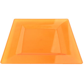 Talerz Plastikowe Kwadratowi Bardzo Sztywny Orange 20x20cm (4 Sztuk)