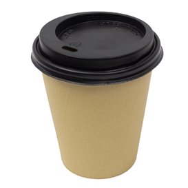 Wieczko z Otworem Czarni Kubki Kartonowe 8, 9, 12 Oz Ø8,0cm (100 Sztuk)
