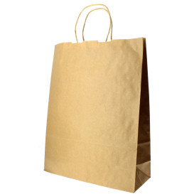 Torby Papierowe Kraft z Uchwytami 100g 32+12x41 cm (25 Sztuk)