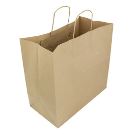 Torby Papierowe Kraft Brązowe z Uchwytami 90g 36+21x33,5 cm (200 Sztuk)