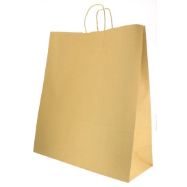 Torby Papierowe Kraft Hawanna z Uchwytami 100g 46+16x49 cm (200 Sztuk)