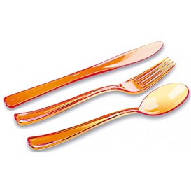 Kit Sztućców Plastikowe Widelczyki, Nóż, Łyżka Orange (1 Kit)