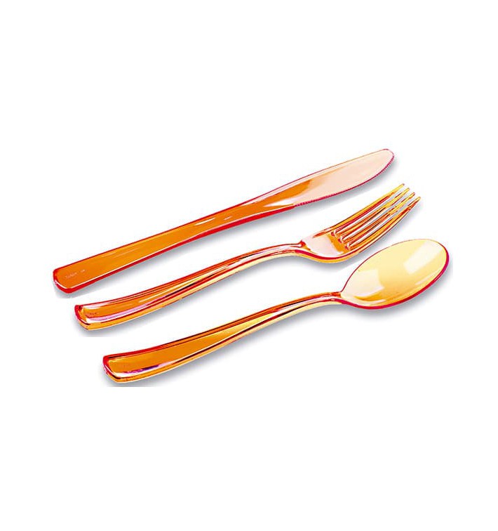 Kit Sztućców Plastikowe Widelczyki, Nóż, Łyżka Orange (1 Kit)
