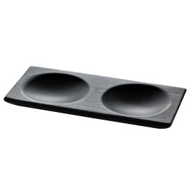 Bamboo Tasting Plate 2C Black 12x6cm (96 Units)