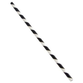 Słomki Prosto Papierowe Czarni i Białe Ø6mm 20cm (6000 Sztuk)