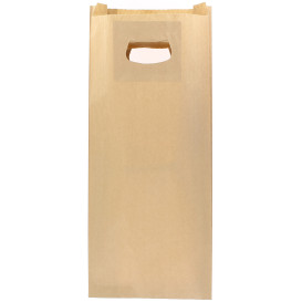Torby Papierowe Kraft z Wyciętym Uchwytem 18+6x32cm (50 Sztuk)