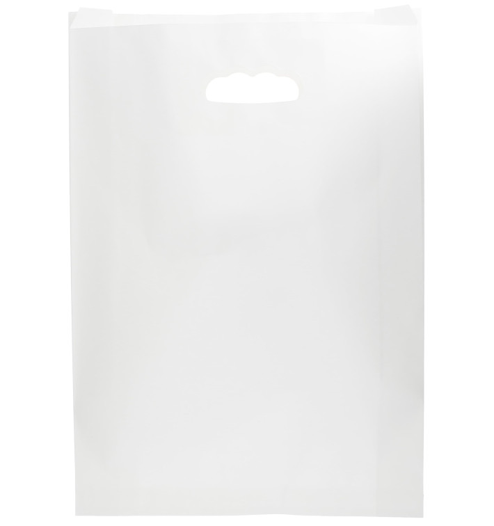 Torby Papierowe Białe z Wyciętym Uchwytem 31+8x42cm (250 Sztuk) Torby Papierowe Białe z Wyciętym Uchwytem 31+8x42cm (250 Sztuk)