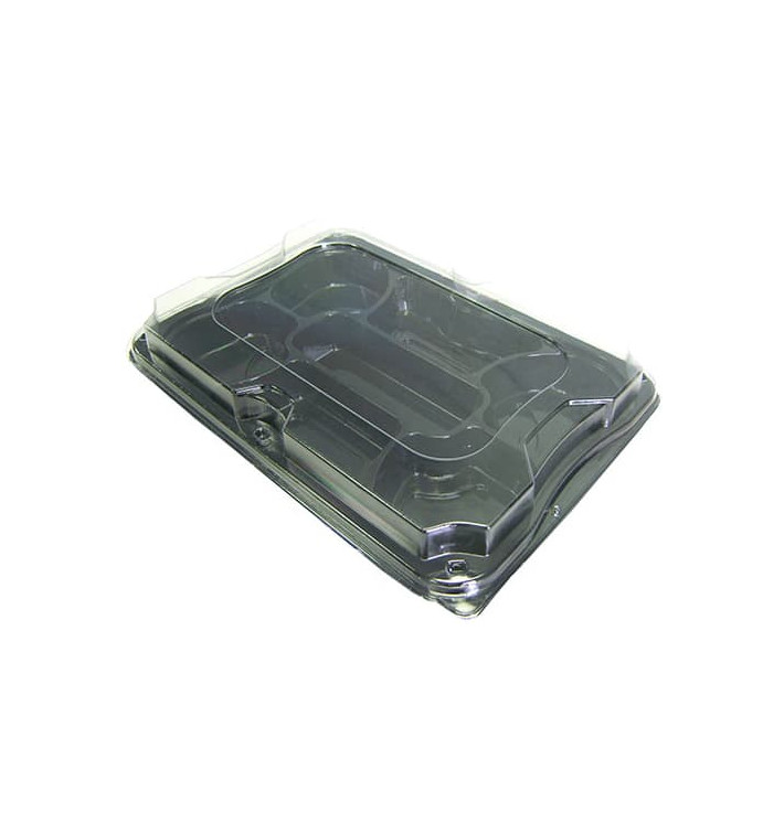 Tacki Plastikowe Czarni 7C z Pokrywką PET 35x24cm (15 Sztuk) Tacki Plastikowe Czarni 7C z Pokrywką PET 35x24cm (15 Sztuk)