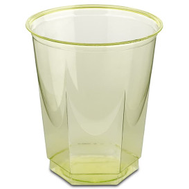 Kubki Plastikowe Hexagonalny PS Szkło Pistacja 250ml (10 Sztuk)