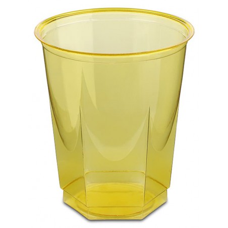 Kubki Plastikowe Hexagonalny PS Szkło Żółty 250ml (10 Sztuk)