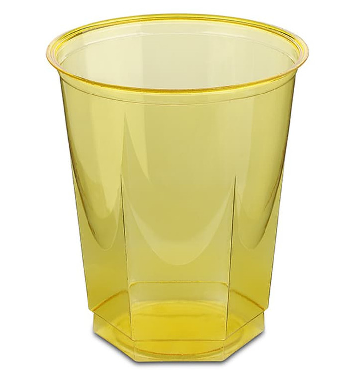Kubki Plastikowe Hexagonalny PS Szkło Żółty 250ml (250 Sztuk) Kubki Plastikowe Hexagonalny PS Szkło Żółty 250ml (250 Sztuk)