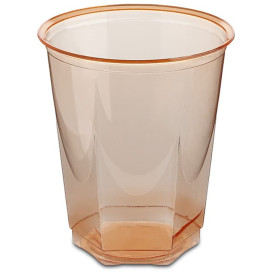 Kubki Plastikowe Hexagonalny PS Szkło Orange 250ml (10 Sztuk)