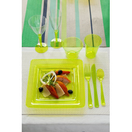 Talerz Plastikowe Kwadratowi Bardzo Sztywny Zielone 22,5x22,5cm (6 Sztuk)