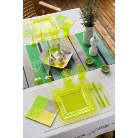 Talerz Plastikowe Kwadratowi Bardzo Sztywny Zielone 22,5x22,5cm (6 Sztuk)