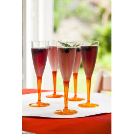 Kieliszki Plastikowe do Wina Musującego na Podstawie Orange 100ml (6 Sztuk)