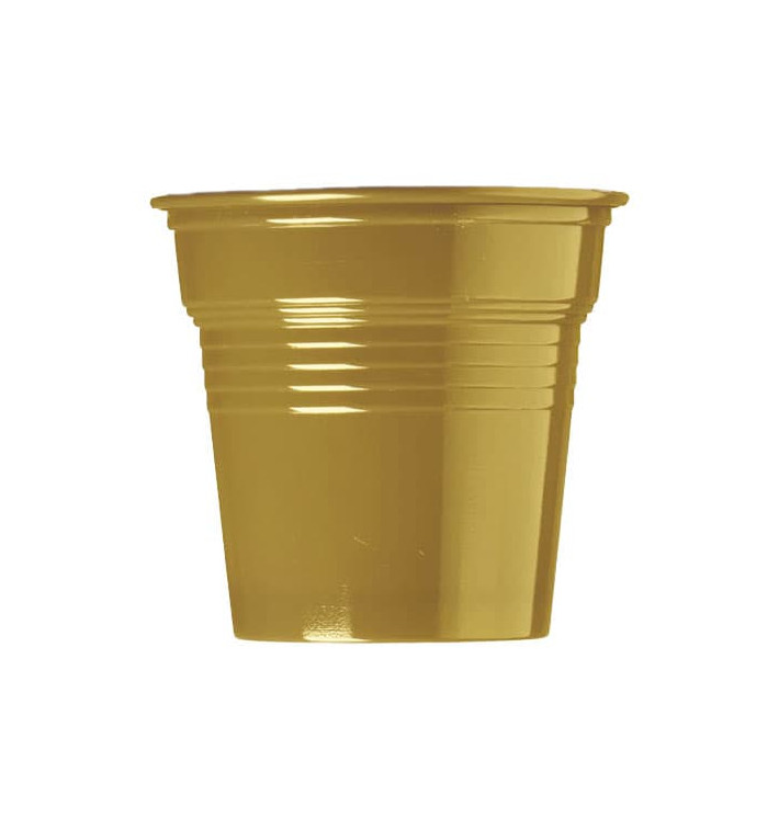 Kubki Plastikowe PS Złote 80ml Ø5,7cm (750 Sztuk) Kubki Plastikowe PS Złote 80ml Ø5,7cm (750 Sztuk)