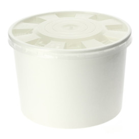 Miski Papierowe Białe z Pokrywką PP 250ml (50 Sztuk)