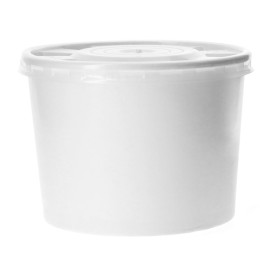 Miski Papierowe Białe z Pokrywką PP 350ml (50 Sztuk)