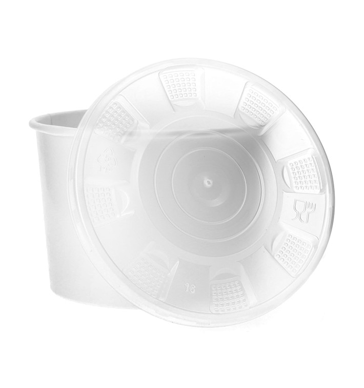 Miski Papierowe Białe z Pokrywką PP 488ml (25 Sztuk) Miski Papierowe Białe z Pokrywką PP 488ml (25 Sztuk)