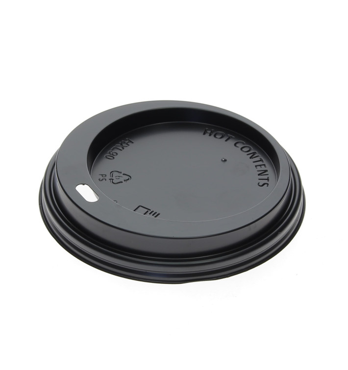 Wieczko z Otworem Czarni Kubki 12, 16 i 22 Oz Ø9,0cm (100 Sztuk) Wieczko z Otworem Czarni Kubki 12, 16 i 22 Oz Ø9,0cm (100 Sztuk)