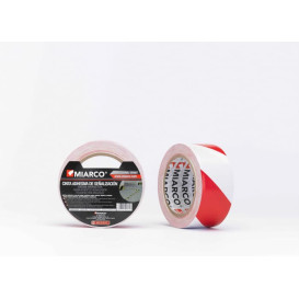 Adhesive Safety Tape Roll White/Red 5cmx33m (12 Sztuk)