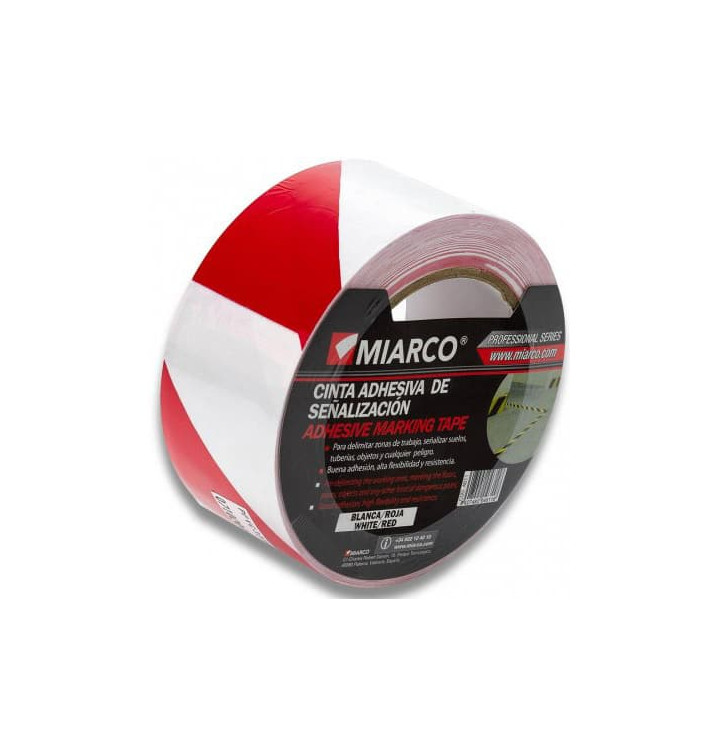 Adhesive Safety Tape Roll White/Red 5cmx33m (12 Sztuk) Adhesive Safety Tape Roll White/Red 5cmx33m (12 Sztuk)