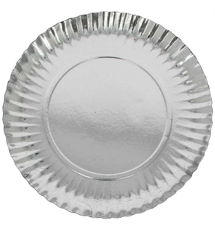 Talerz Papierowe Okrągłe Srebrne 350 mm (200 Sztuk) Talerz Papierowe Okrągłe Srebrne 350 mm (200 Sztuk)