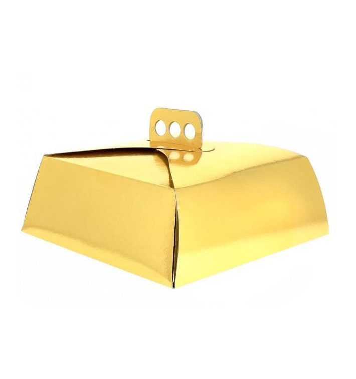 Pudełka Kartonowe Złote na Ciasto Kwadrat 24,5x24,5x10 cm (100 Sztuk) Pudełka Kartonowe Złote na Ciasto Kwadrat 24,5x24,5x10 cm (100 Sztuk)