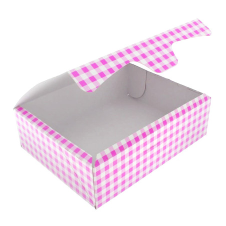 Pudełko Papierowy Różowy na Ciasto 20,4x15,8x6cm 1kg (200 Sztuk)