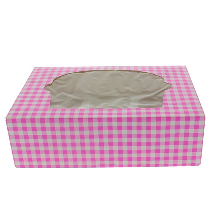 Pudełka na 6 Babeczki z Stojakiem 24,3x16,5x7,5cm Różowe (100 Sztuk) Pudełka na 6 Babeczki z Stojakiem 24,3x16,5x7,5cm Różowe (100 Sztuk)